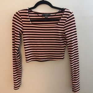 striped long sleeve crop top